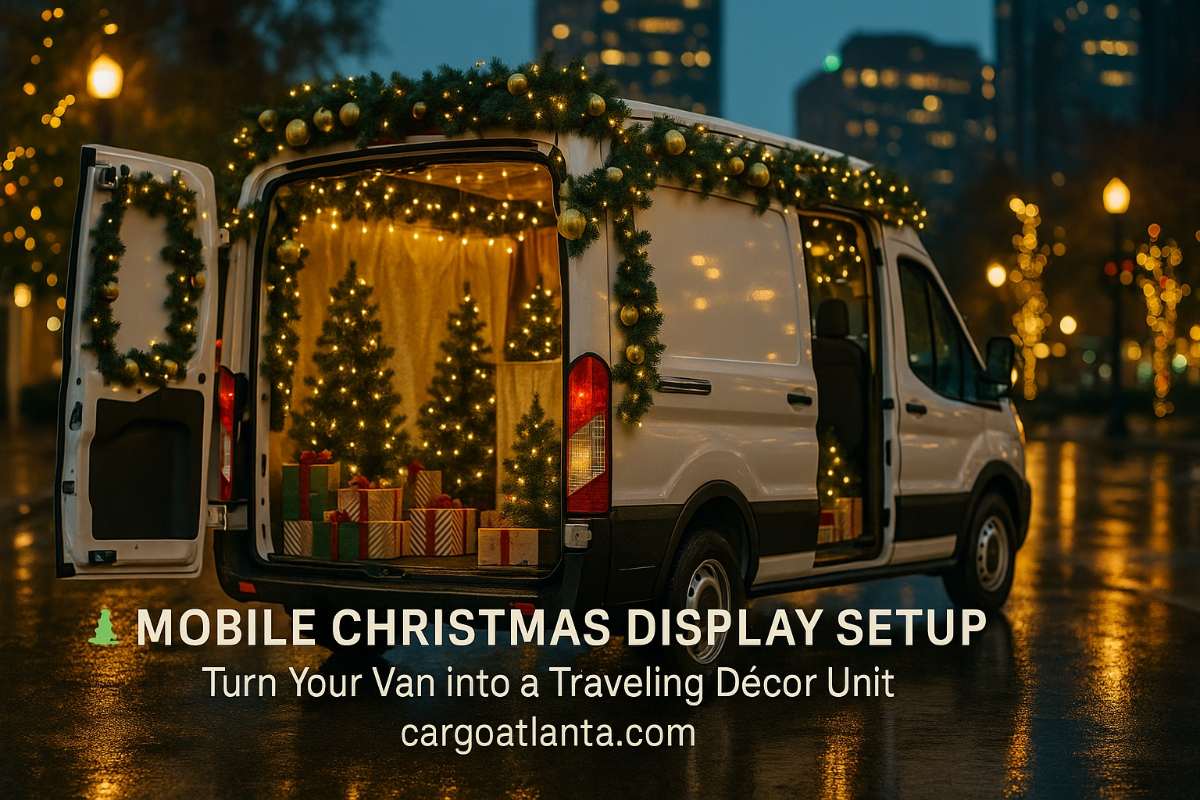 Mobile Christmas Display Setup with a Cargo Van