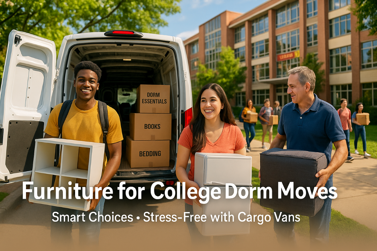 Furniture Choices for College Dorm Moves Using a Cargo Van
